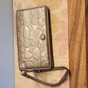 Coach wristlet wallet, bronze